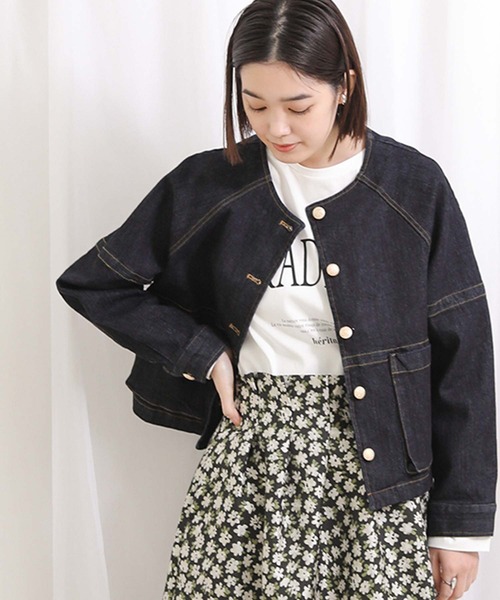 margaux（マルゴー）の「ラグランSTRデニムJK（デニムジャケット