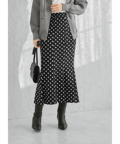 ドット柄ジャージーマーメイドスカート（スカート）｜STYLE DELI