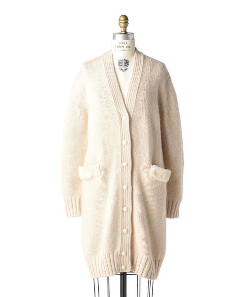 Drawer（ドゥロワー）の「Drawer ムートンパッチロングカーディガン