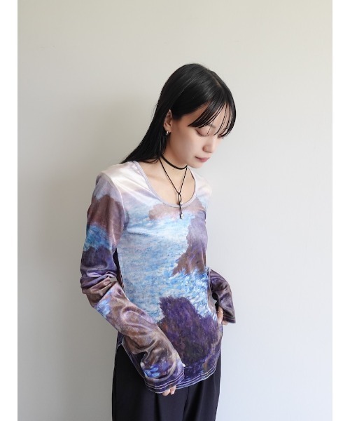 sahara（サハラ）の「Velour Art Print Top/ベロアアートプリント