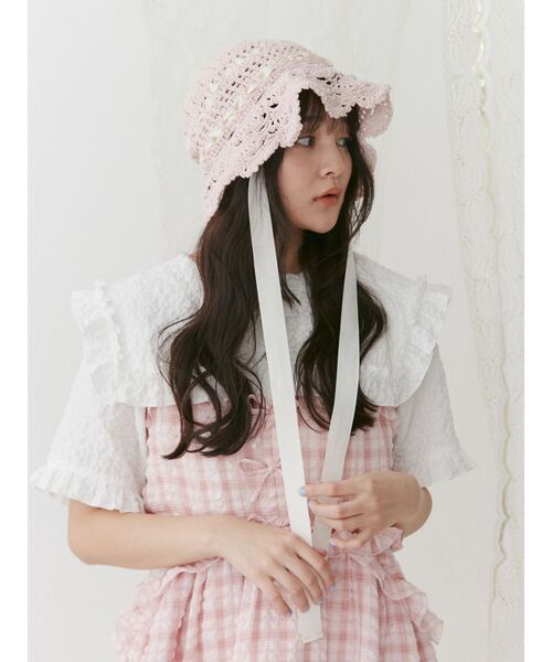 merry jenny（メリージェニー）の「透かし編みフリルハット（ハット