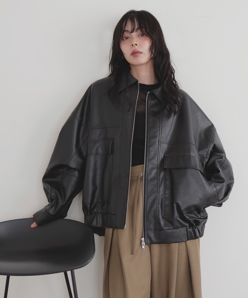 フェイクレザーミドルブルゾン（ブルゾン）｜LIAN（リアン）の