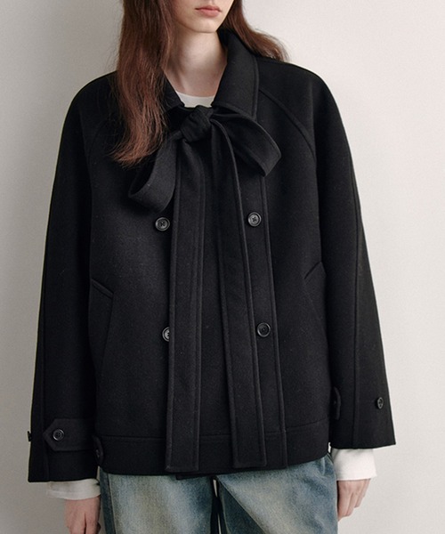 ダブルブレスト リボンタイショートコート FD24W268【Fano Studios