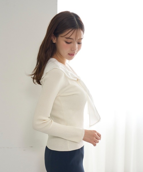 Sustainableスカーフブラウスドッキングプルオーバー（ニット/セーター