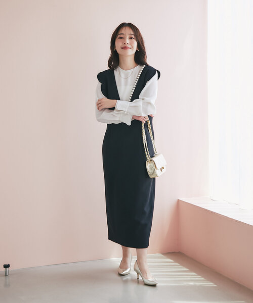 最強愛されワンピ】ダブルクロススカラップパールジャンドレ