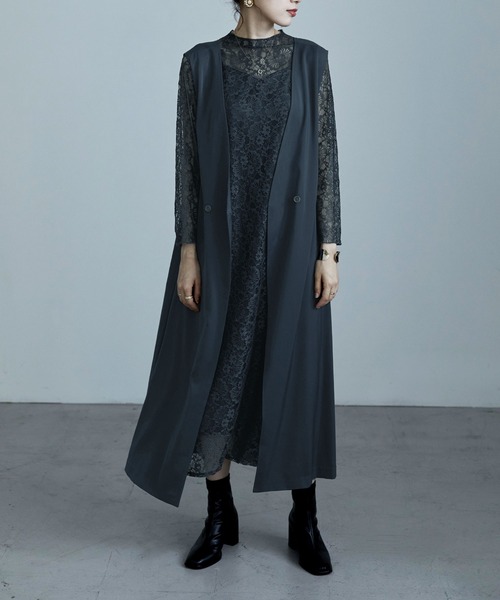 etoll.（エトル）の「ロングジレレイヤードレースワンピース 結婚式