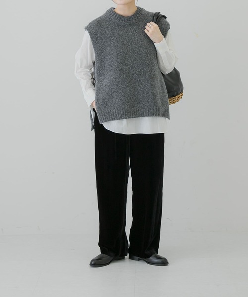 saya かぐれ トグル釦ニットベスト グレー かぐれ（カグレ）の「トグル