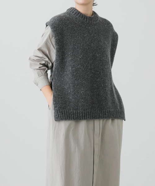 saya かぐれ トグル釦ニットベスト グレー かぐれ（カグレ）の「トグル