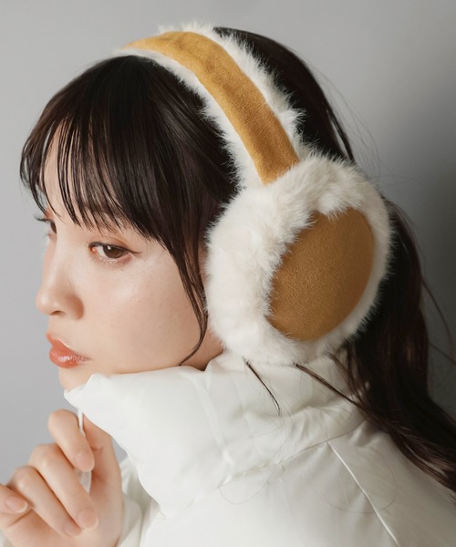 セール】スエードフェイクファーイヤーマフ/イヤマフ/耳あて