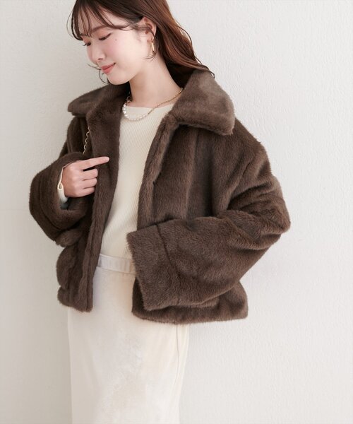 セール】フェイクファーショートコート（その他アウター）｜natural