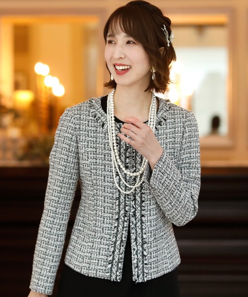 フリンジツイードジャケット セレモニースーツ入学式フォーマルスーツ