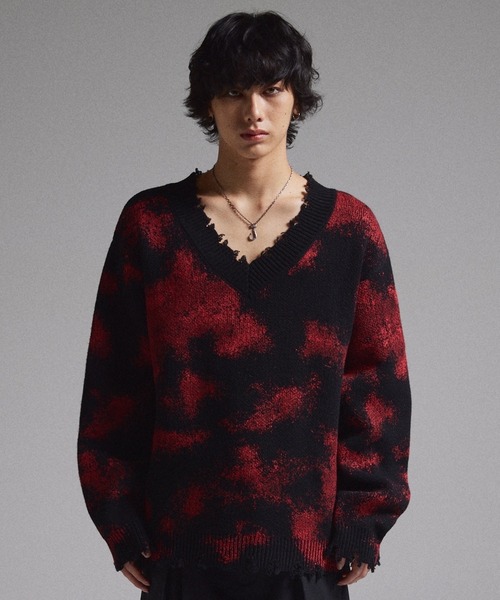 GRANCY（グランシー）の「【GRANCY】Spray Damaged V-neck Wool Knit