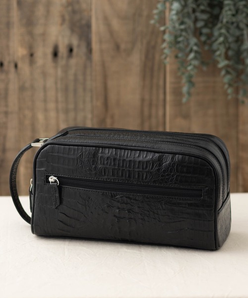 カイマン クロコダイル ワニ革 セカンドバッグ ハンドバッグ