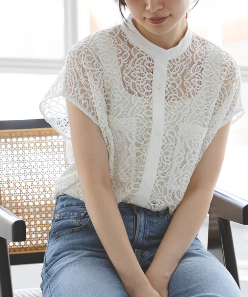 フラワーレーススリーブレスブラウス（シャツ/ブラウス）｜NOBLE