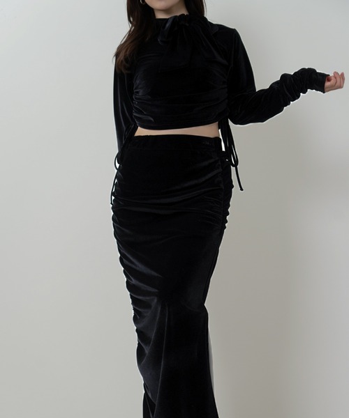 SENEE（セニー）の「ribbon velour tops（リボンベロアトップス）（T