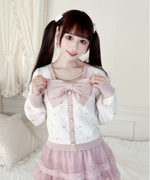 MA*RS（アメーバーマーズ）の「パールチェーン付きハート柄ニット