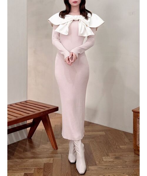 dazzlin（ダズリン）の「パイピングリボンニットワンピース