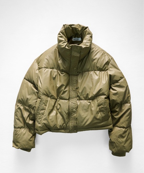 セール】11C16 スタンドカラー クロップド ボリューム中綿ジャケット