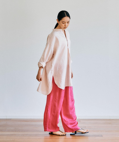 かぐれ（カグレ）の「リネンチュニックシャツ（Tシャツ/カットソー