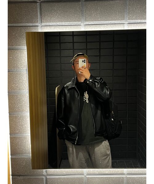 セール】シンセティックレザーエクストラオーバーサイズシングル