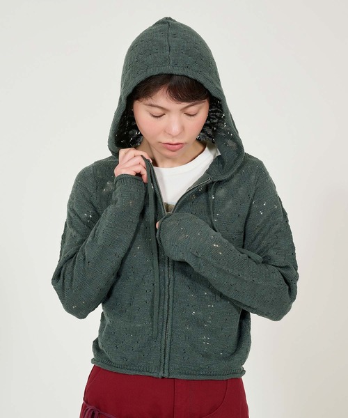 アイレット柄 ニットフーディー TINA：JOJUN（パーカー）｜TINA：JOJUN