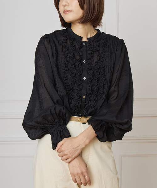 セール】IENA LA BOUCLE フリルオーガンブラウス（シャツ/ブラウス