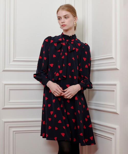 WEB限定【LOULOU WILLOUGHBY】デシンハートプリントフラッパー