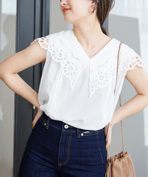 SLOBE IENA（スローブイエナ）の「刺繍レースカラーブラウス（シャツ