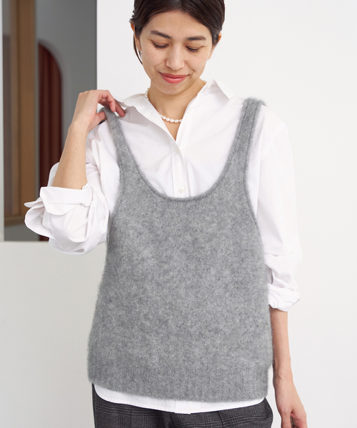 IENA（イエナ）の「fluffyファー ニットタンク（ベスト）」 - WEAR