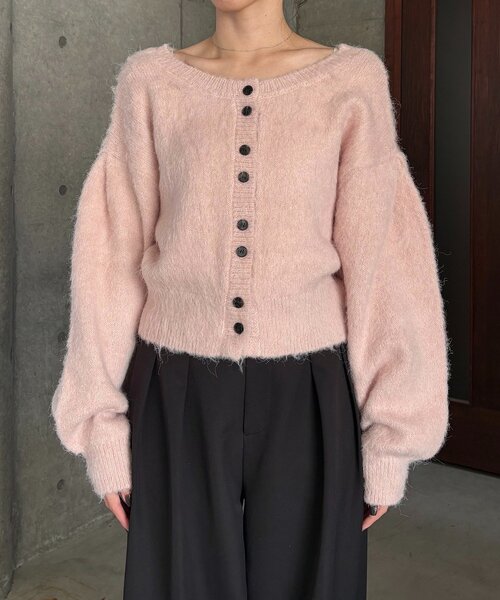 セール】【前後2WAY】モヘア起毛パフカーディガン（カーディガン