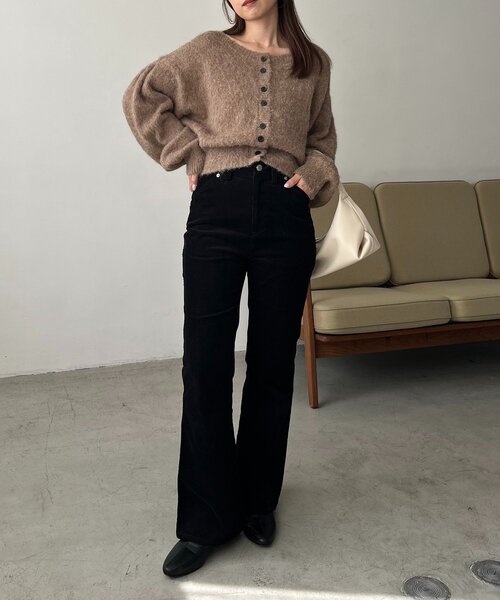 セール】【前後2WAY】モヘア起毛パフカーディガン（カーディガン