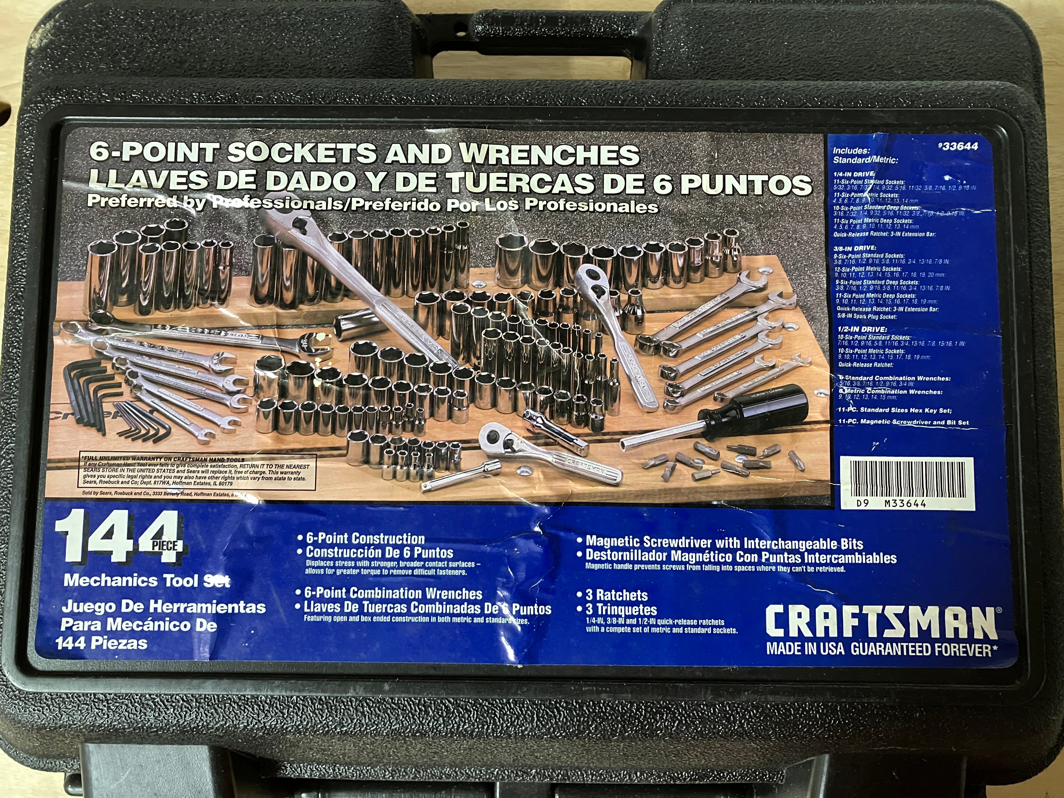 NOS Vintage Craftsman 33644 144pc 6 Point Mechanics Set USA 6pt