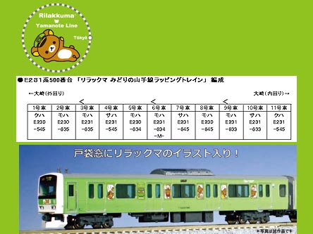 KATO 10-1227 E231系500番台「リラックマみどりの山手線ラッピング