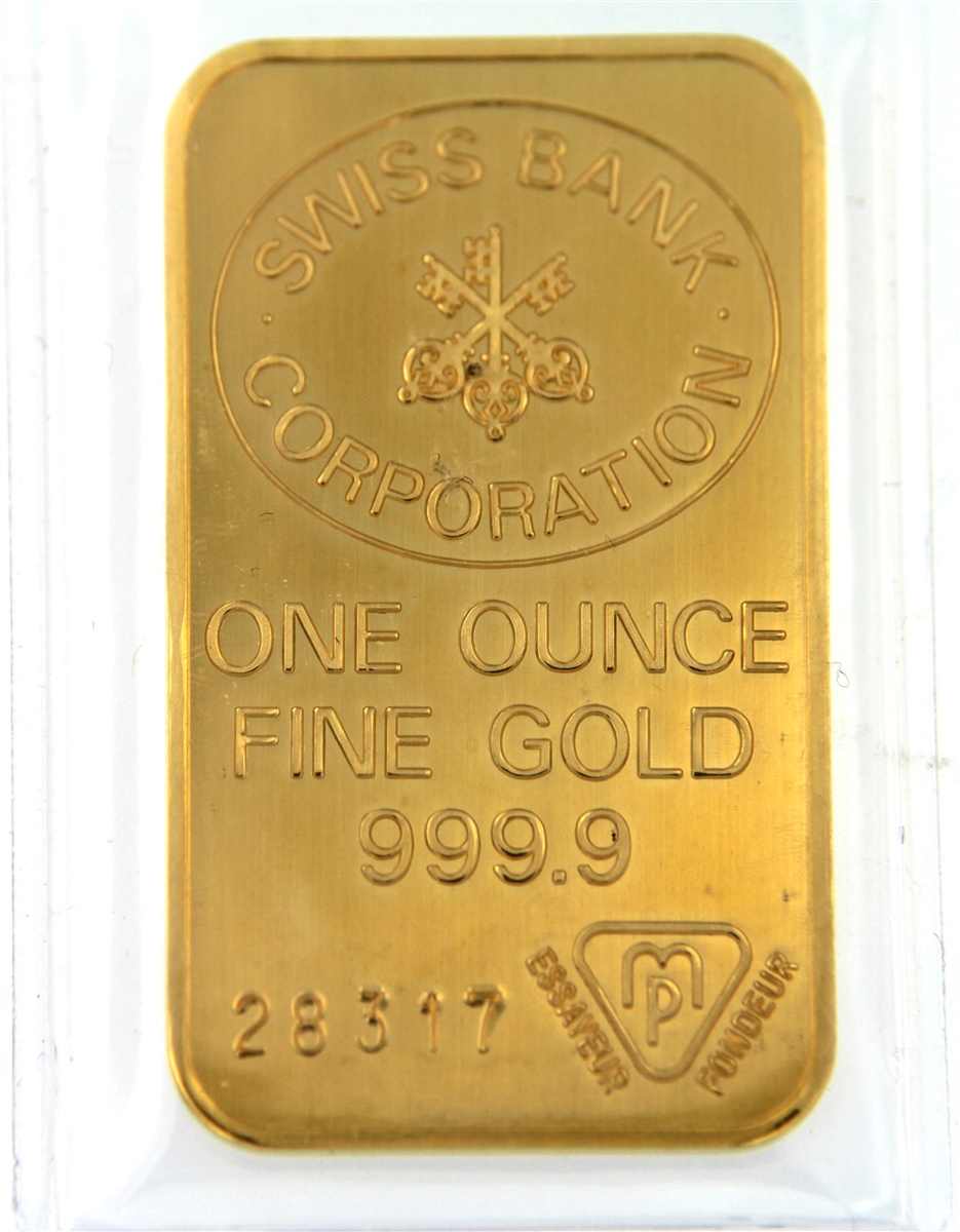 Swiss Bank Corporation 1 Ounce Minted 24 Carat Gold Bullion Bar
