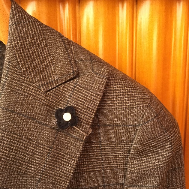 LARDINI ブラウンチェック ダブルブレストスーツ 46 LARDINI ブラウン