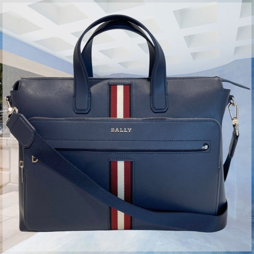 都会的 バリー ビジネスバッグ HAIES.O 革 Ballyストライプ ロゴ