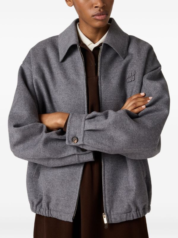 Miu Miu ロゴ ジャケット | グレー | FARFETCH JP