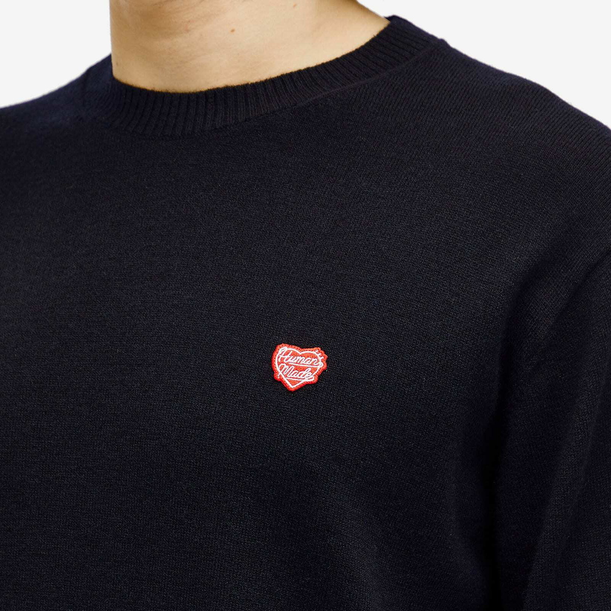 Human Made Men's heart badge knit sweater in Navy Human Made