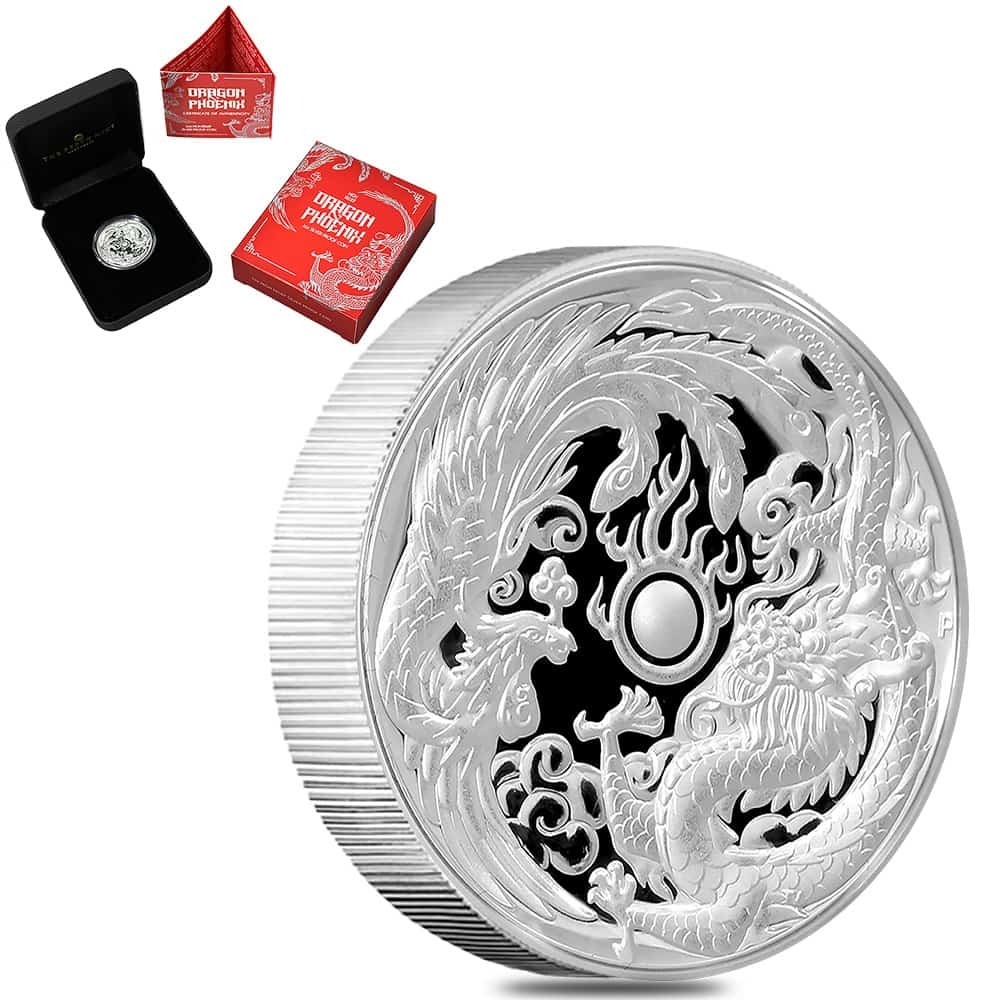 2017 1 oz Dragon & Phoenix High Relief Proof Silver Coin
