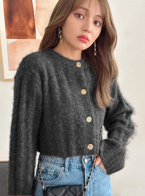 ショート丈モヘヤニットカーディガン[an1403] | レディース