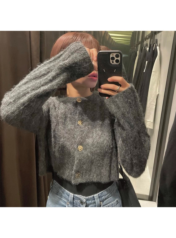 ショート丈モヘヤニットカーディガン[an1403] | レディース