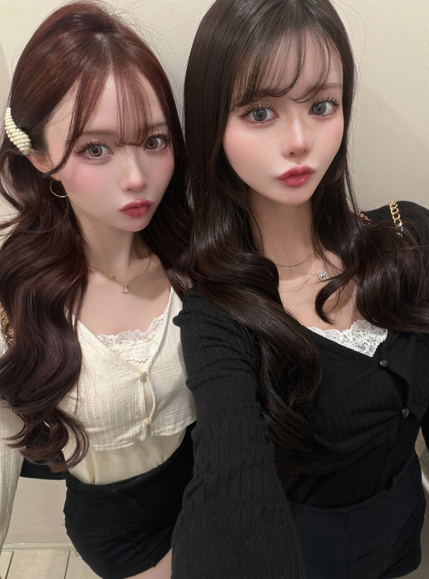 クロップド丈カーディガンxレースキャミソールアンサンブル[dk1398