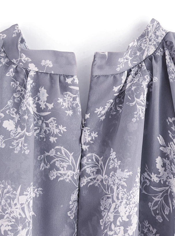 花柄Vネックリブウエストフレアワンピース[tt005] | レディース