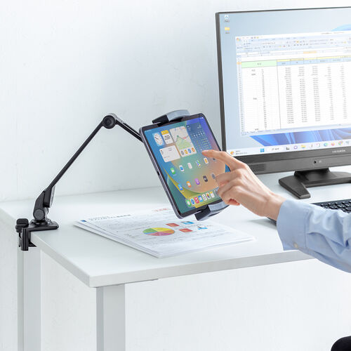 モバイルモニタースタンド（アーム式・クランプ取付け・6関節・無段階