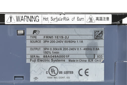 富士電機 インバータ FRN0.1E1S-2J (累計稼働時間3777h) | 保守部品.com