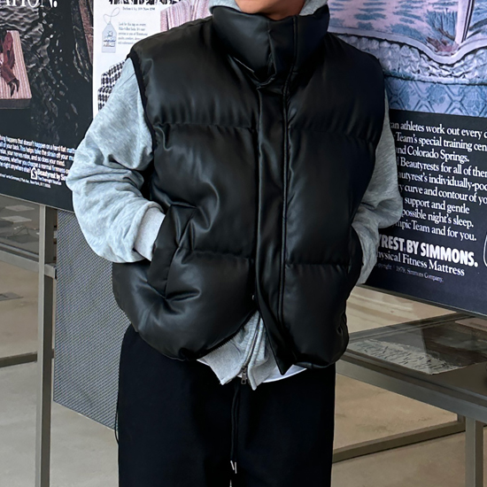UNISEX) レザーダウンベスト | ファッション通販サイト NUGU
