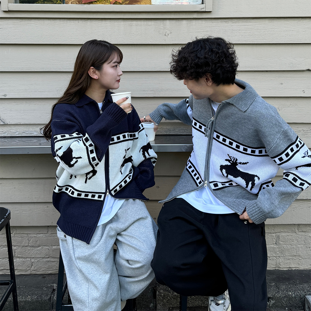 ユニセックスシカジップアップカーディガン | ファッション通販サイト NUGU