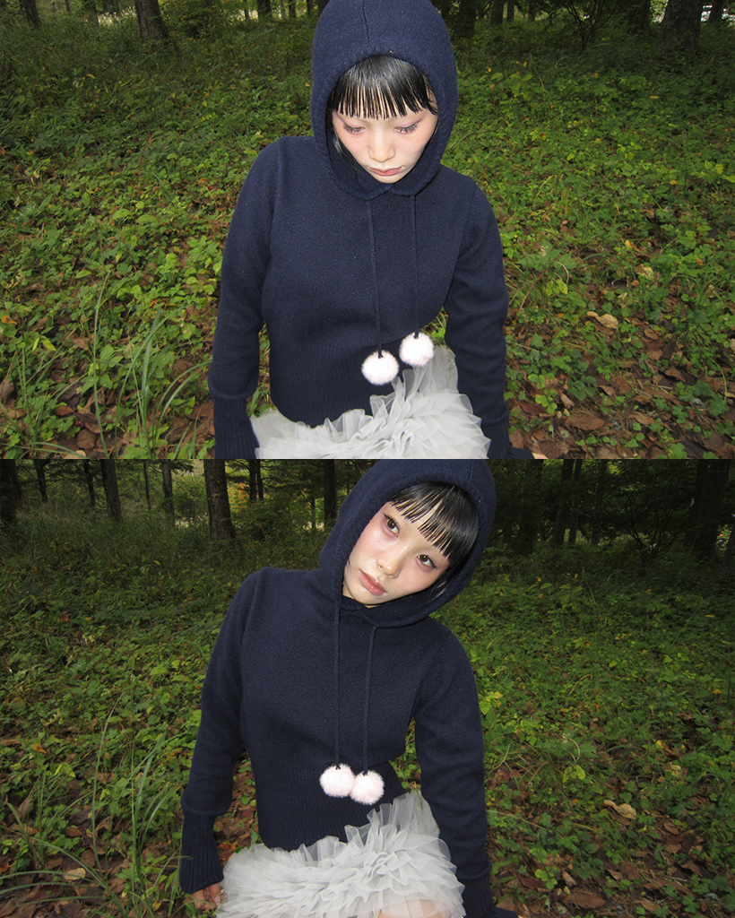 2回再販](ORIGINAL) ポンポンフードニットパーカー | ファッション通販