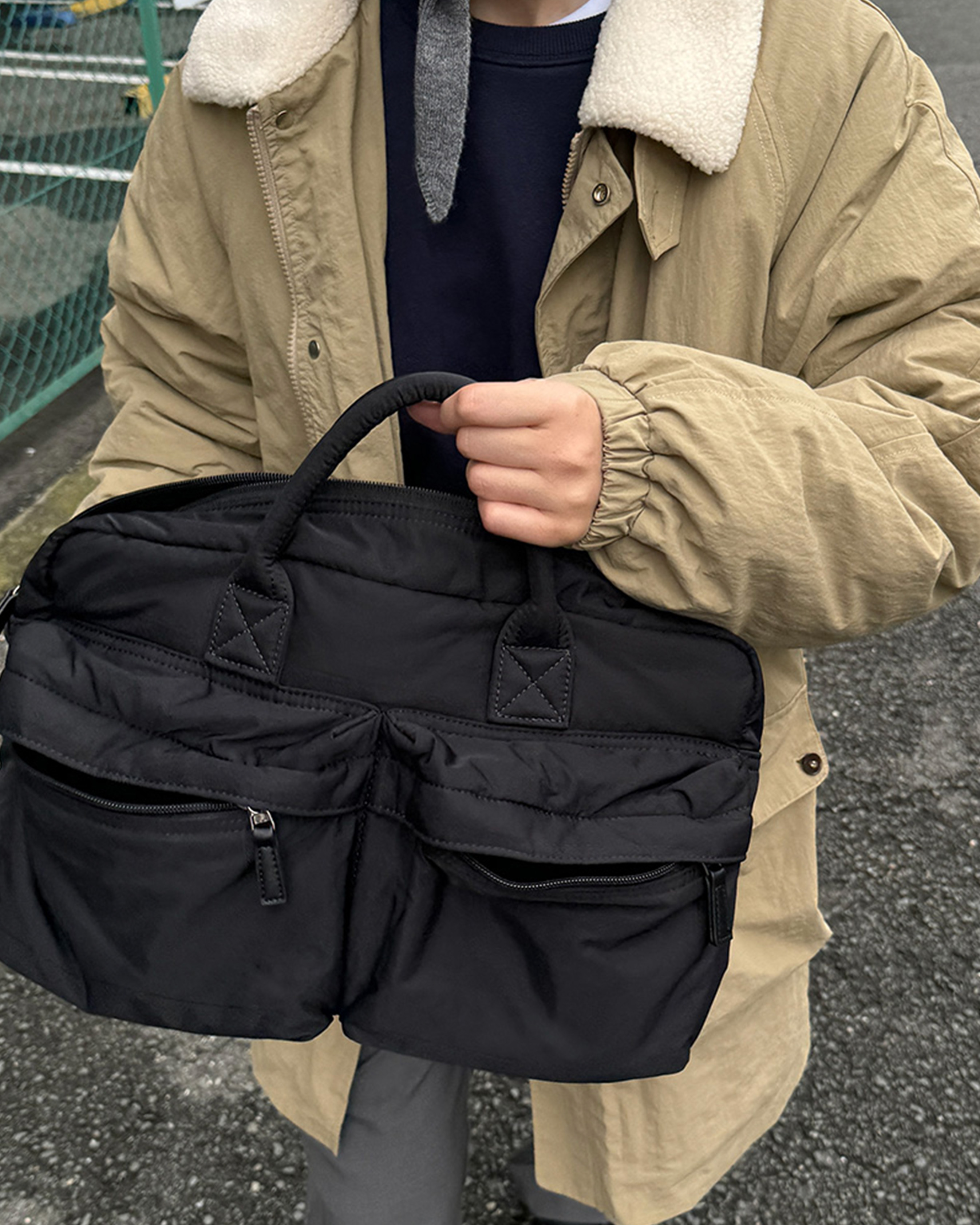 6回再販](ORIGINAL) ミドルマルチポケットクロスバック (black