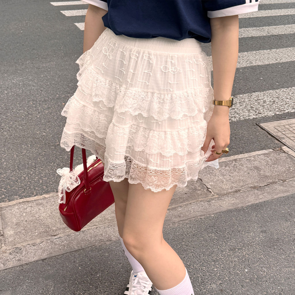 レースフリルミニスカート | ファッション通販サイト NUGU